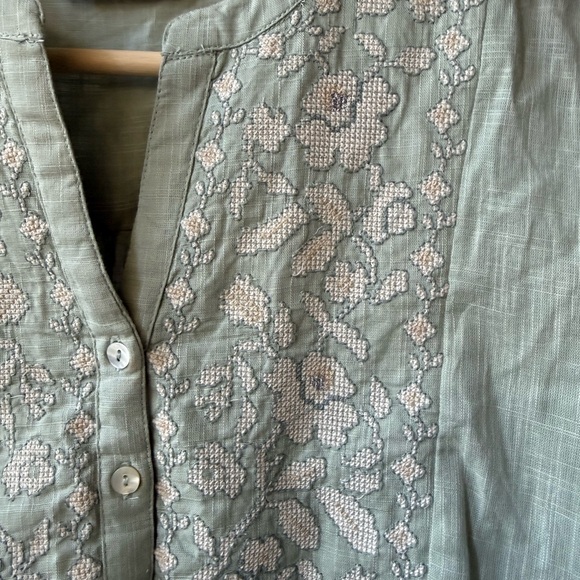 LSA Light Sage Linen Shirt Top - Picture 3 of 13